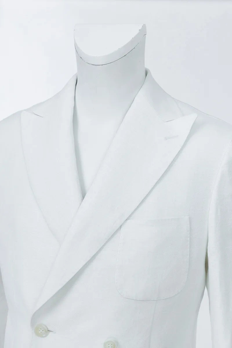 Palermo Off White Linen Double Breasted Jacket