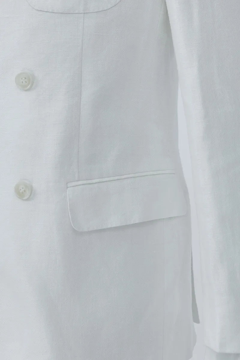 Palermo Off White Linen Double Breasted Jacket