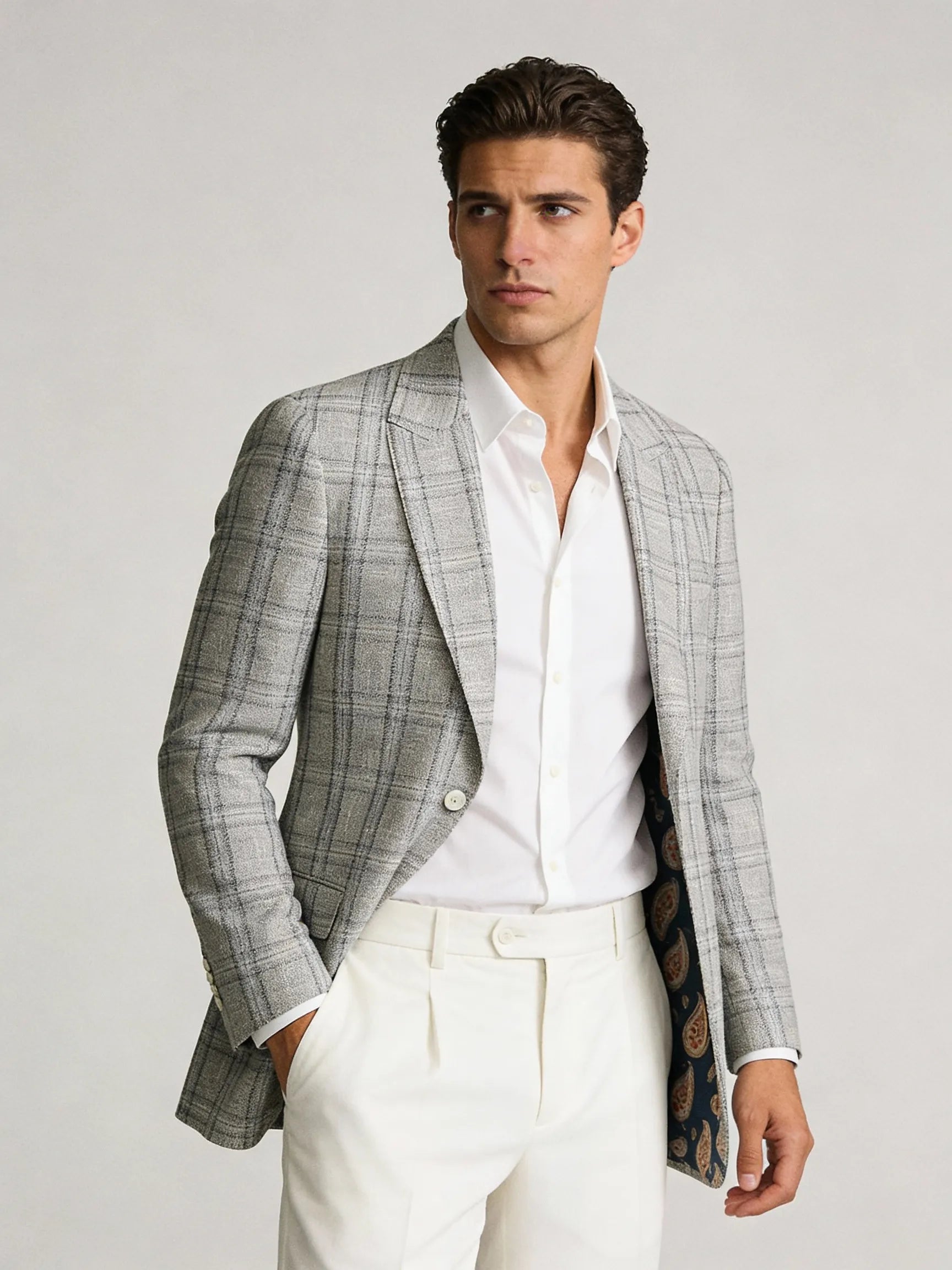 Ravenna Plaid Italian Linen Wool Sport Coat