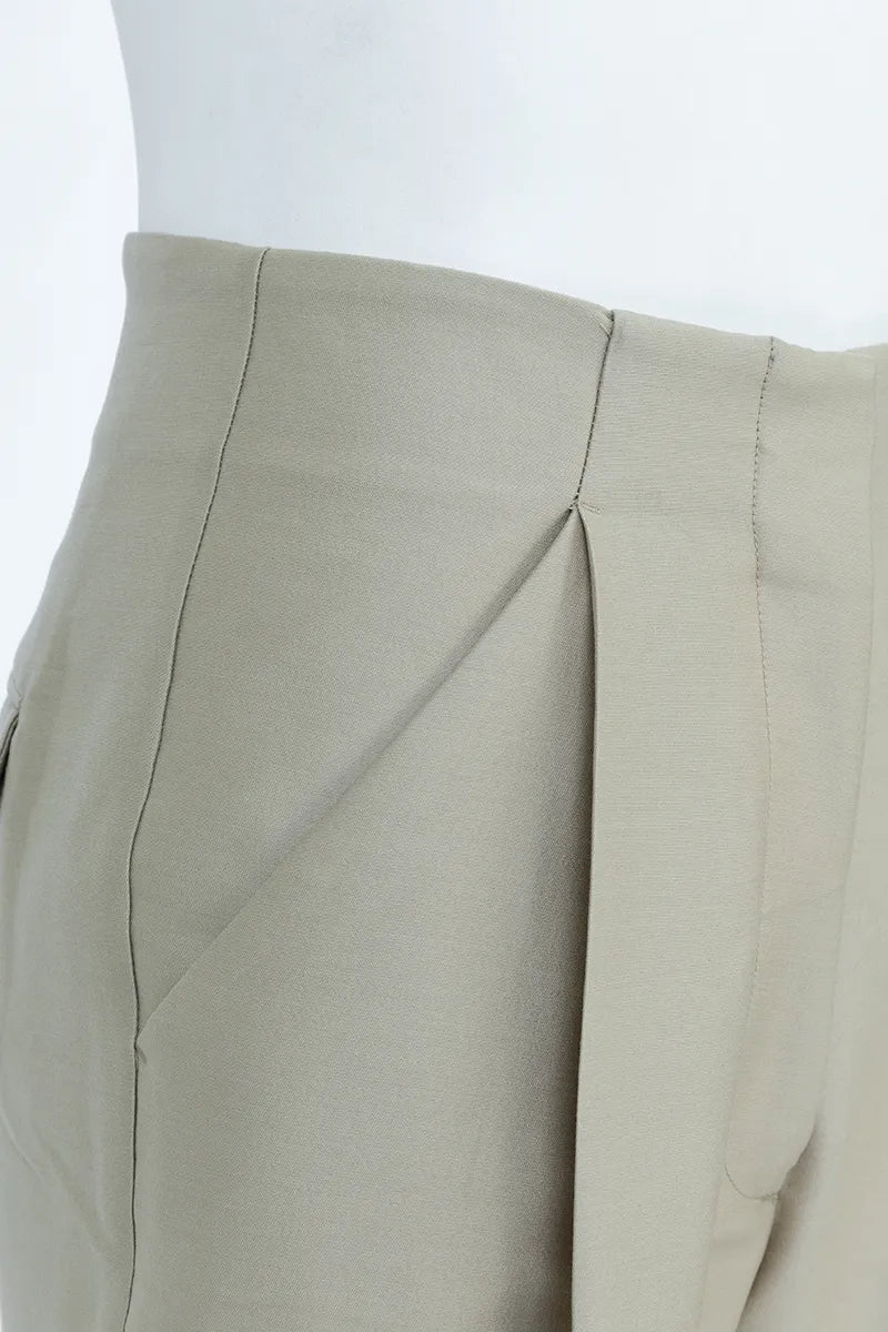 Alessia Verona Khaki Wool Silk Trousers