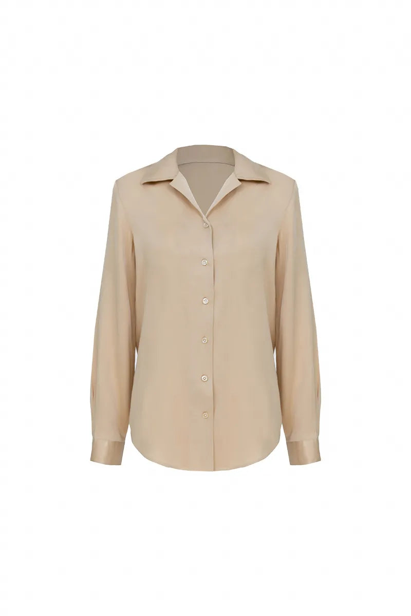 Camilla Khaki Silk Stretch Shirt