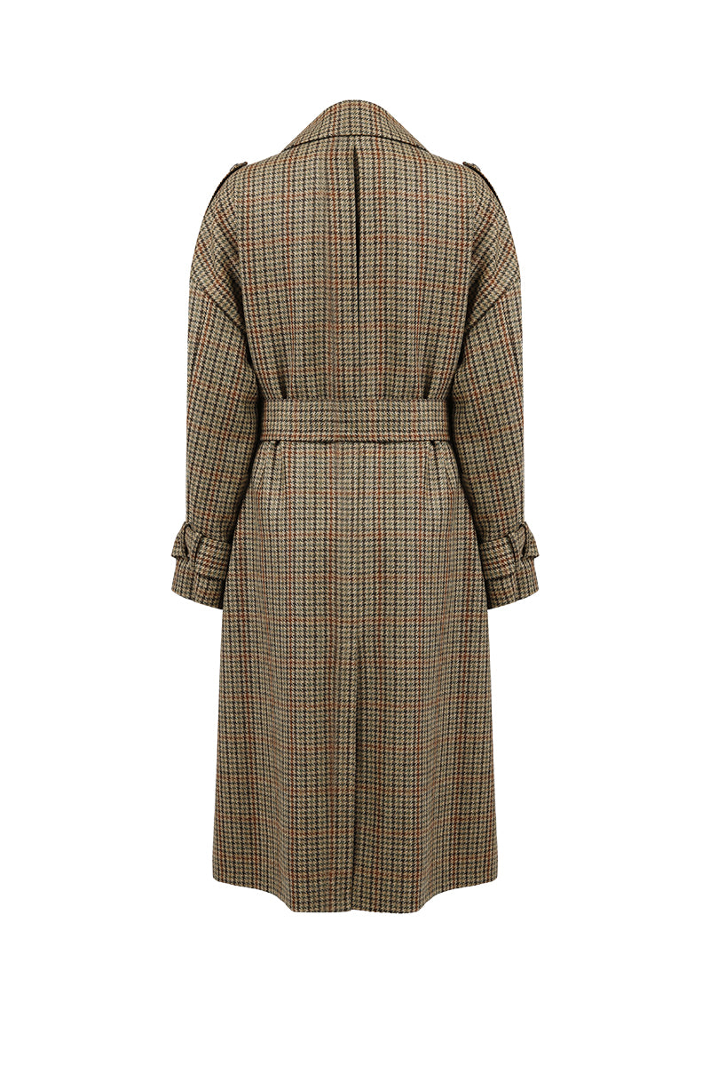 Plaid coat with a belt on a white background belted jacket coat for her