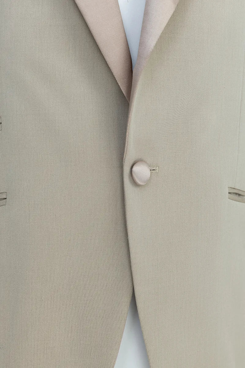1 button italian fabric tuxedo beige tan color fancy suits