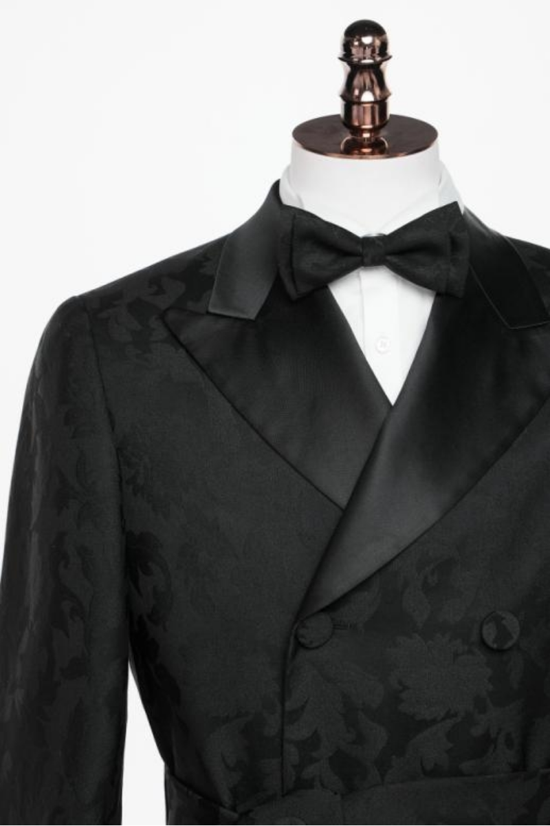 Lexington Black Jacquard Overcoat
