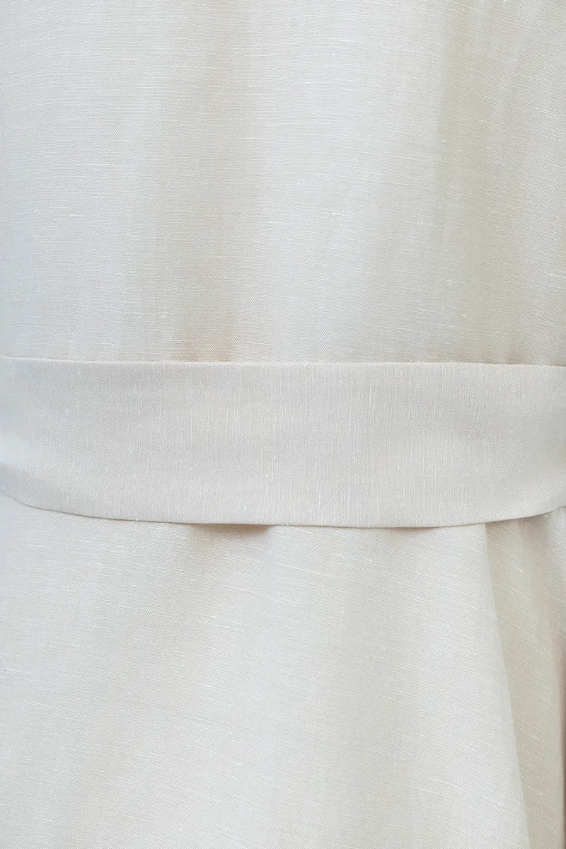 Lunara Sand Wool Linen Shirt Dress