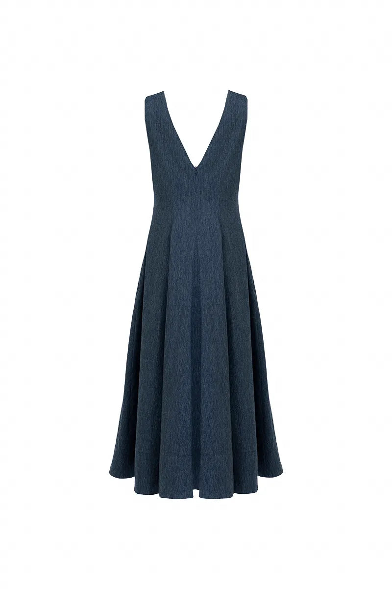 Marina Blue V Neck Maxi Dress