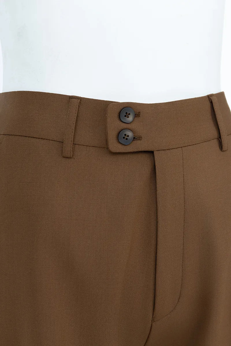 Monaco Asymmetric Coffee Tailored Shorts