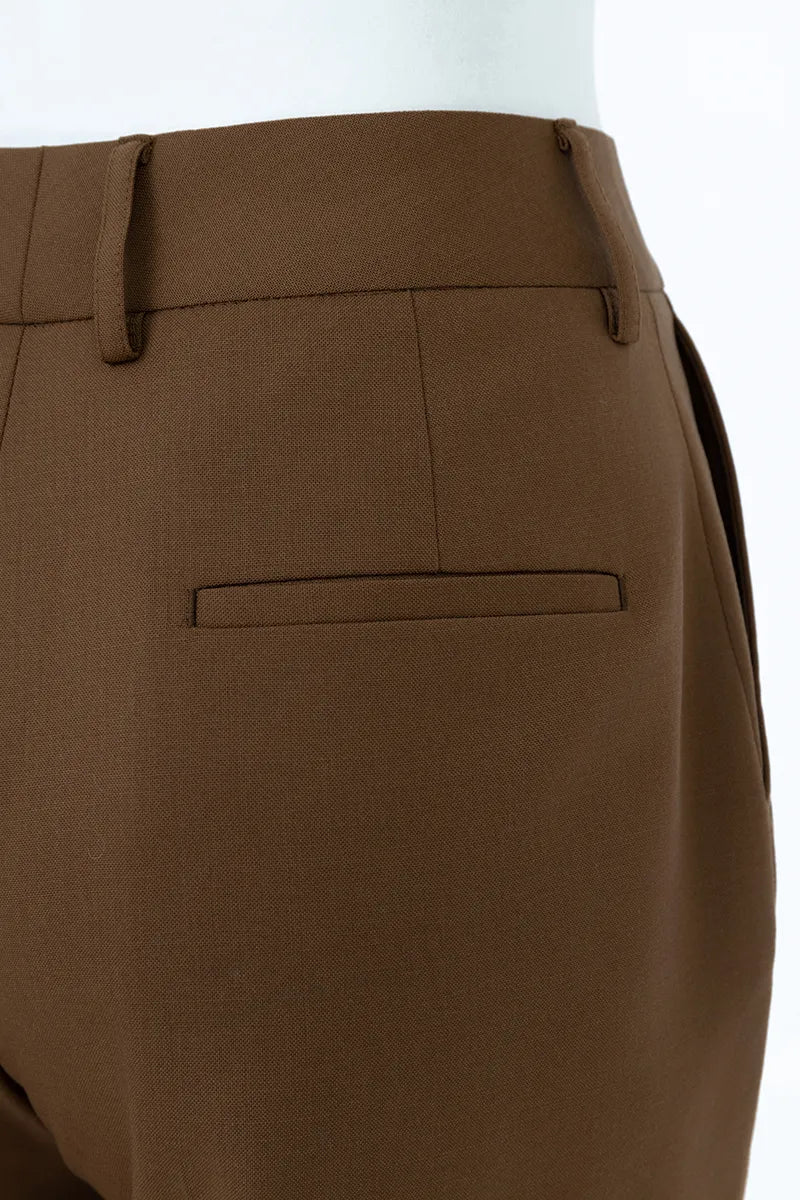 Monaco Asymmetric Coffee Tailored Shorts