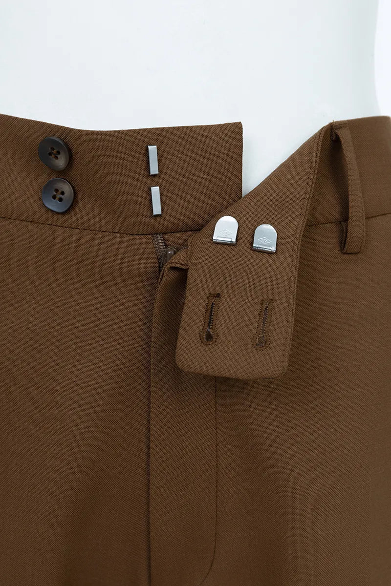 Monaco Asymmetric Coffee Tailored Shorts