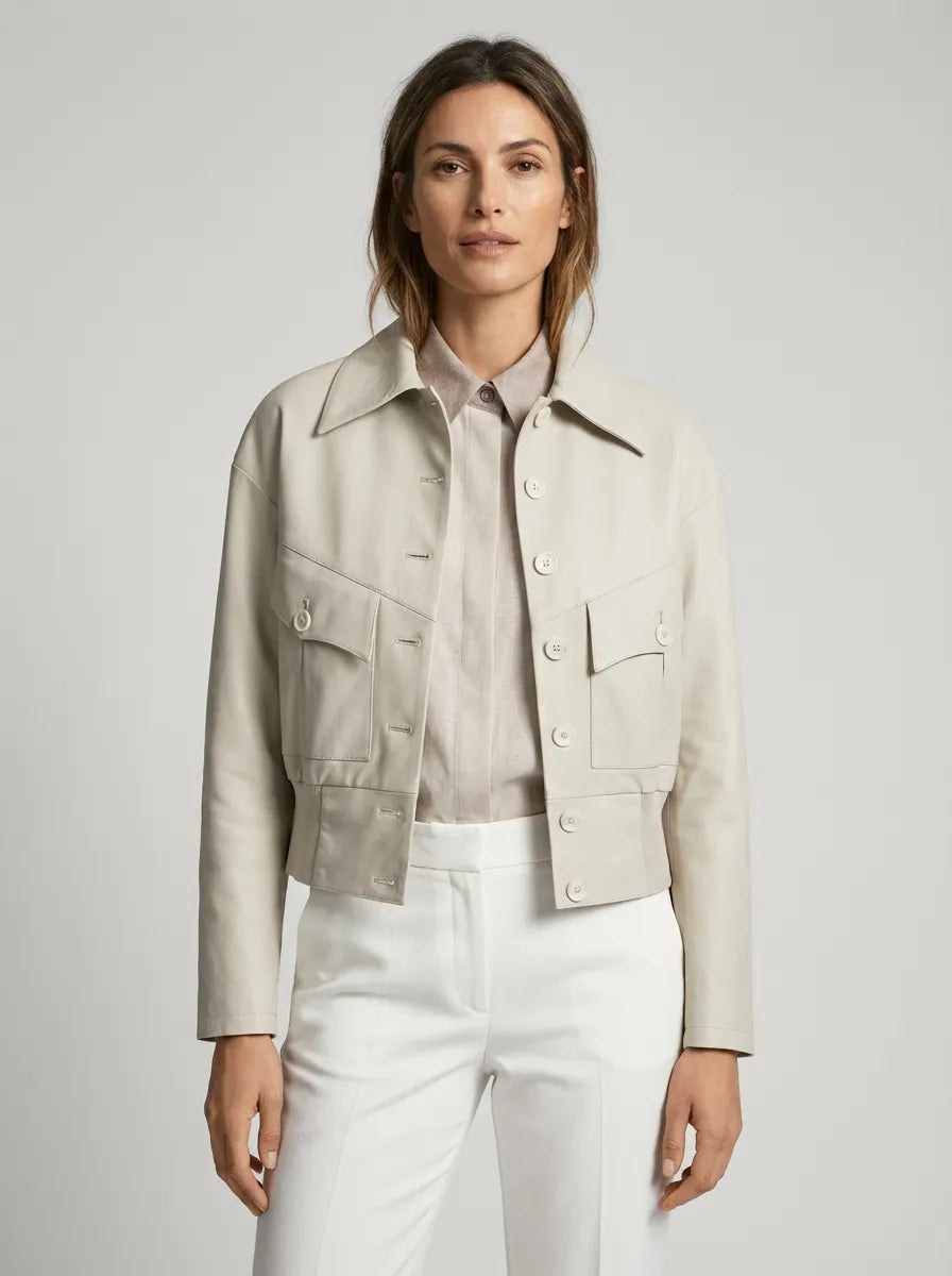 Monaco Cream Stretch Cotton Jacket
