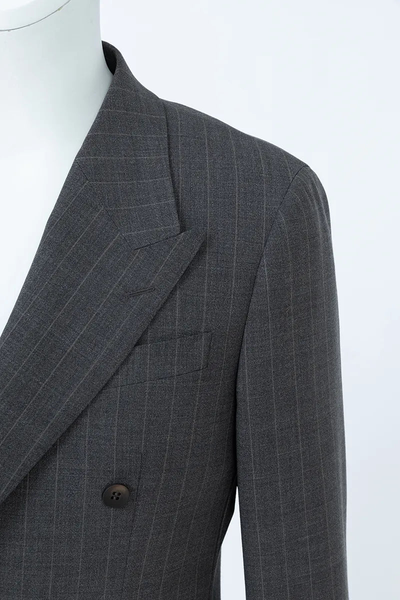 Redwood Brown Stripe Half Canvas Blazer