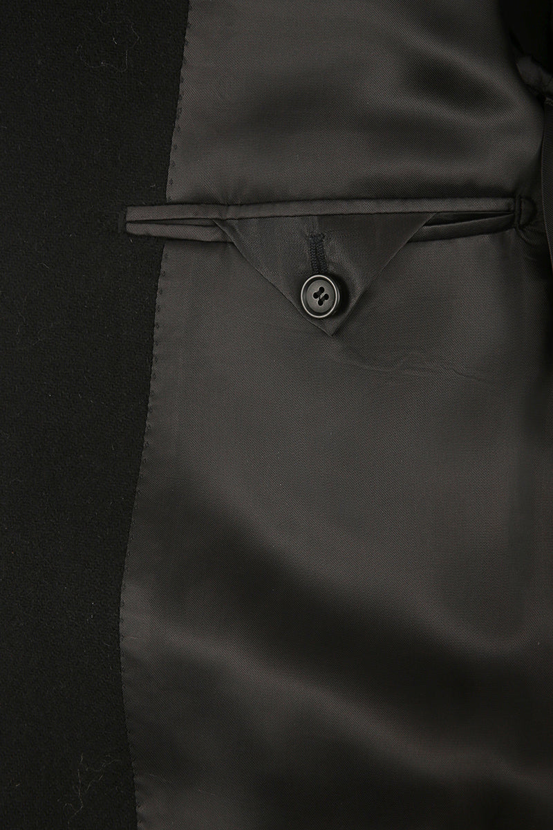 Regal Black Tweed Overcoat