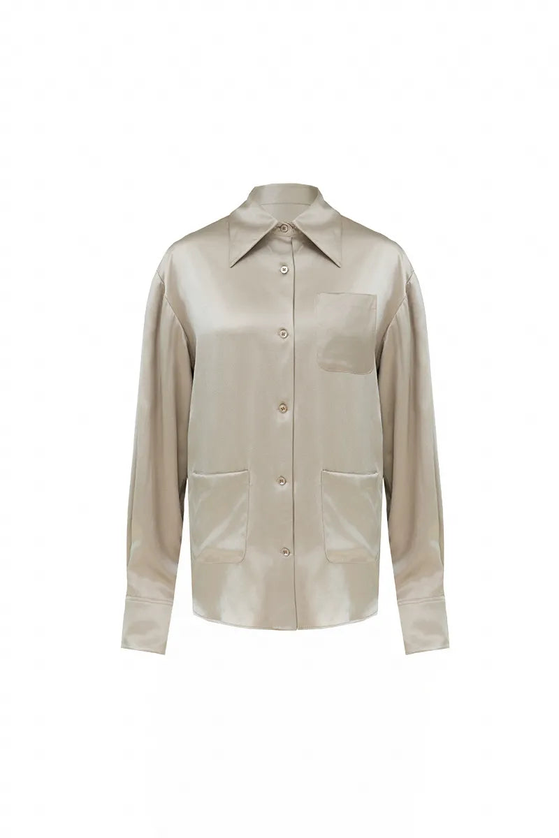Valentina Khaki Silk Shirt