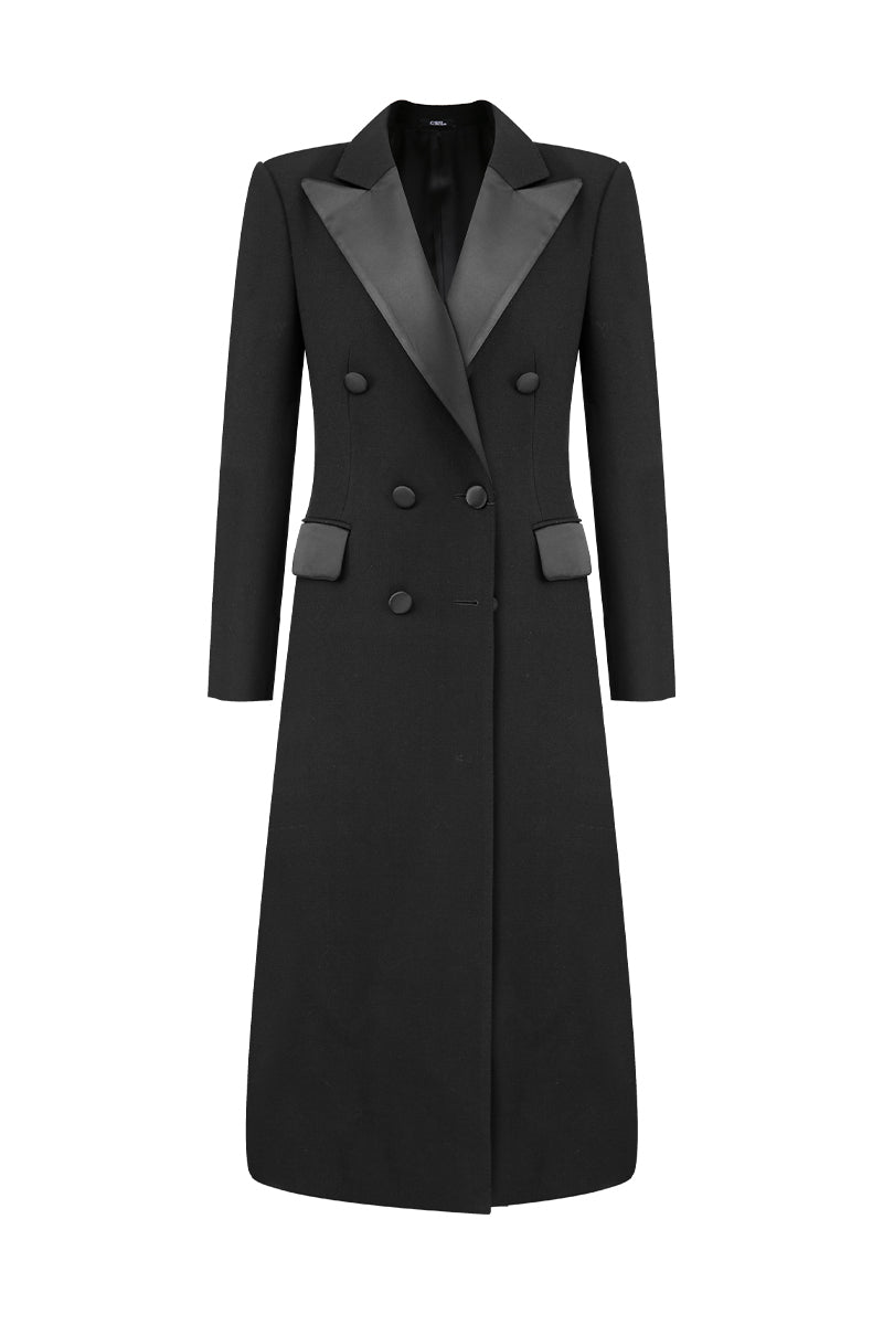 Verona Black Wool Overcoat