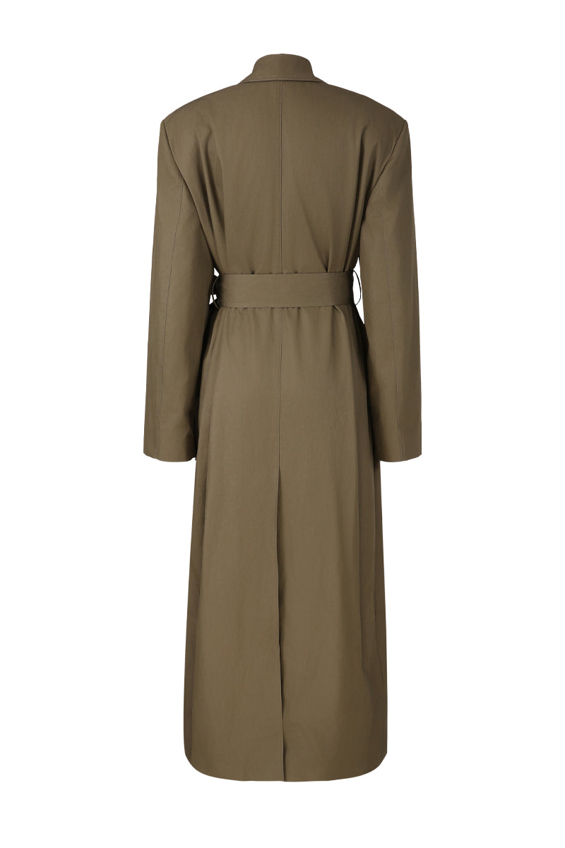 Brown trench coat on a white background