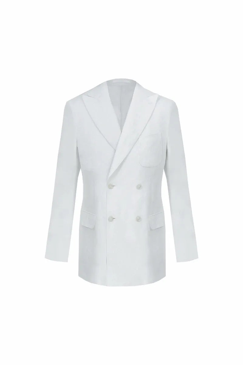 Palermo Off White Linen Double Breasted Jacket