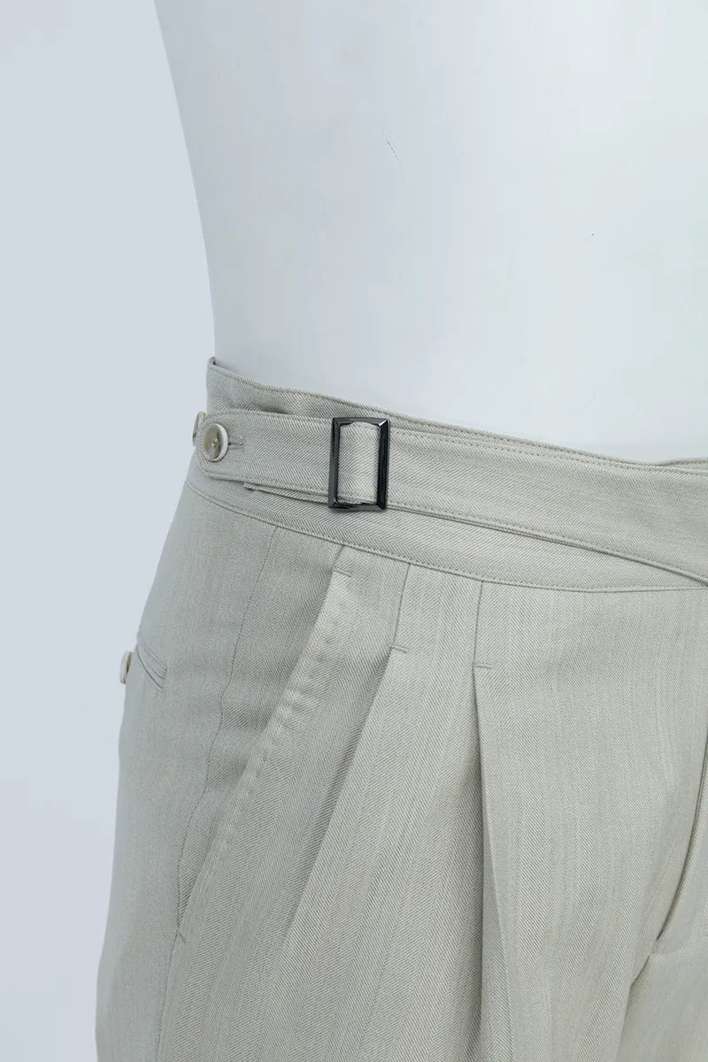 Malibu Khaki Herringbone Italian Three Piece Suit