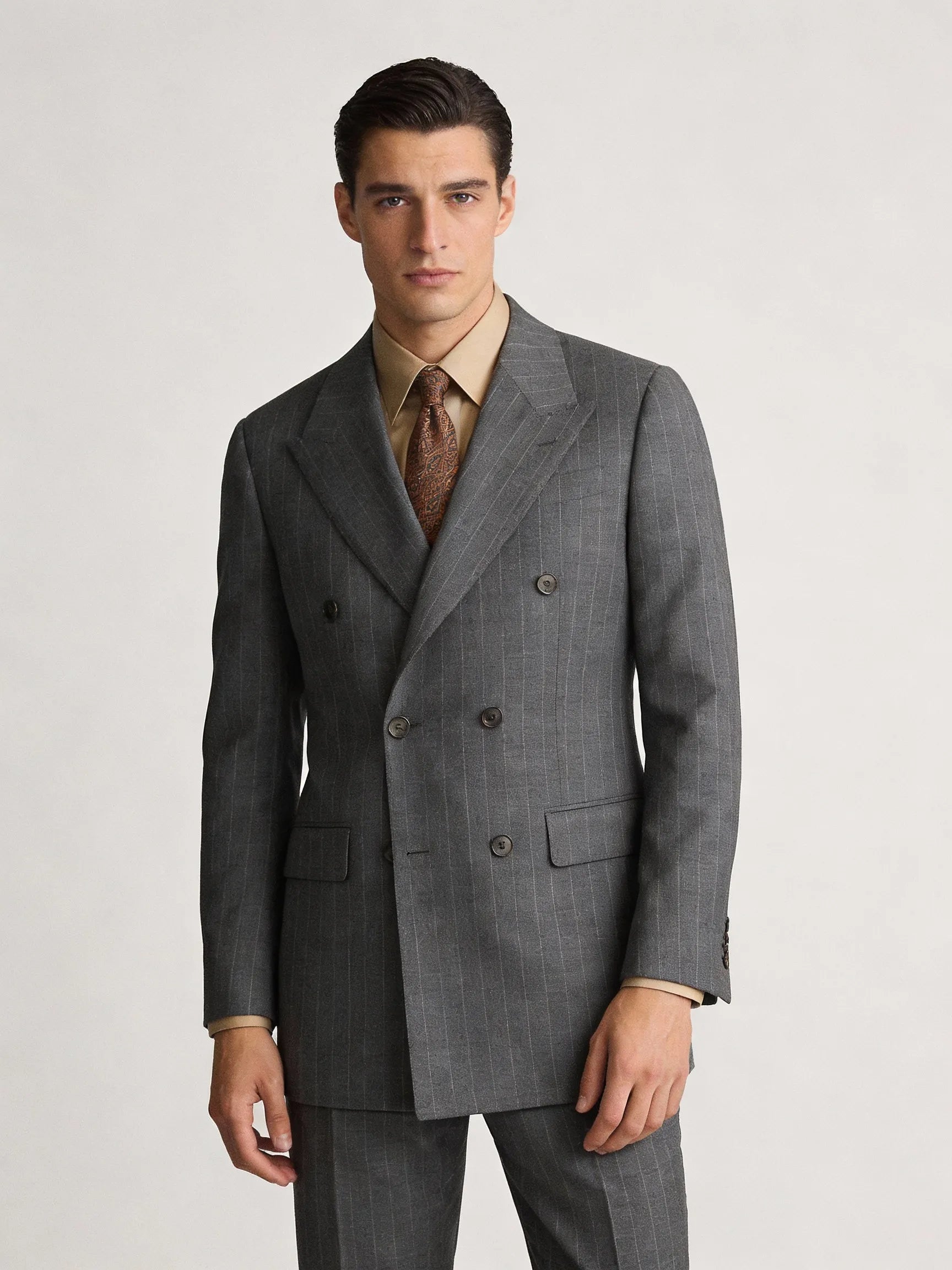Redwood Brown Stripe Half Canvas Blazer