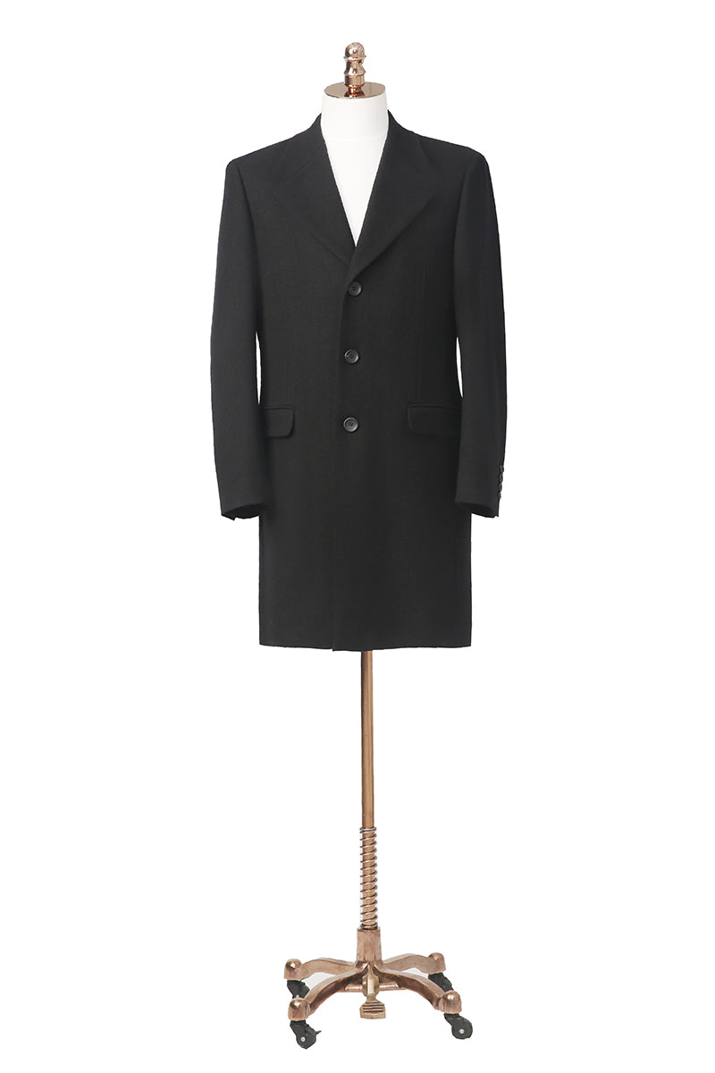 Regal Black Tweed Overcoat