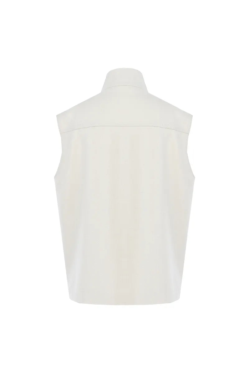 Julian Off White Wool Linen Silk Vest