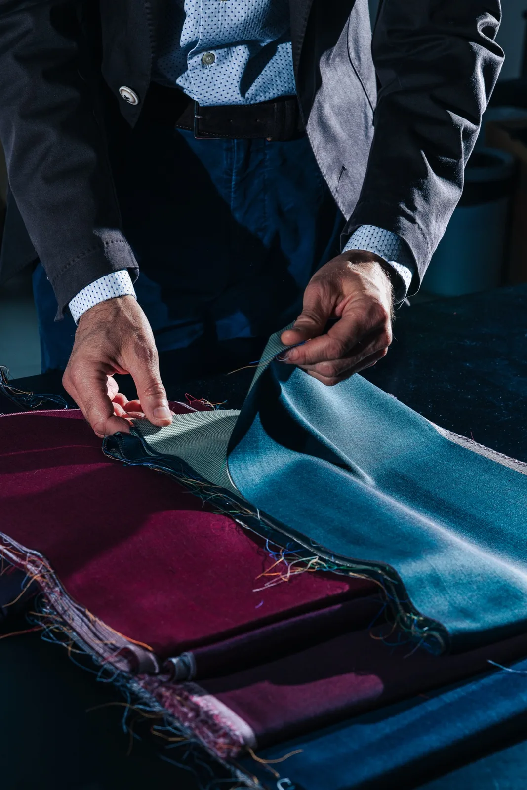 Selecting premium fabric for a client
